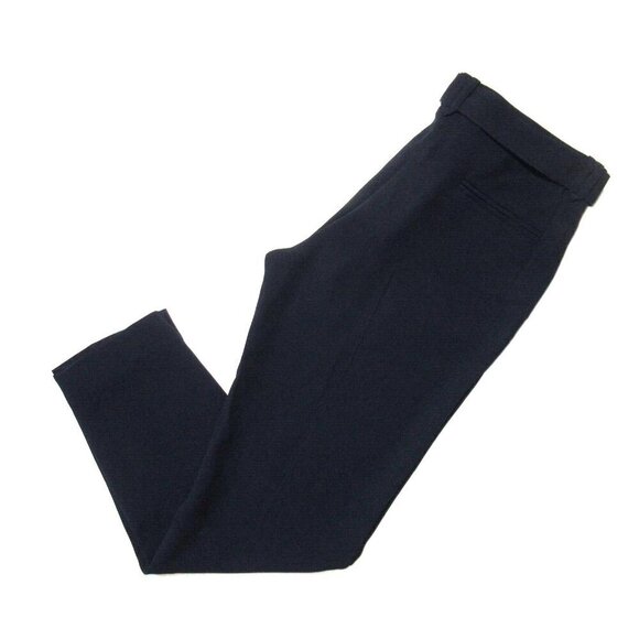 NWT Sezane Havy in Marine Navy Satin Back Crepe Belted Taper Ankle Pants 38 / 6 - Picture 5 of 6